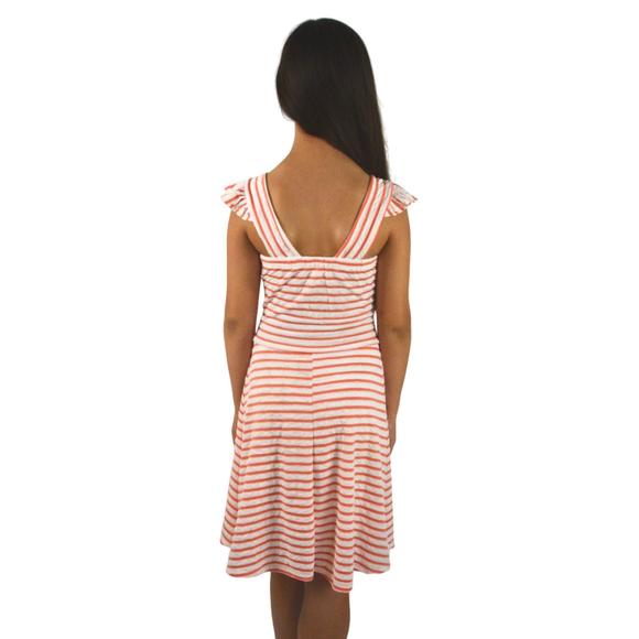 NEW AREA CODE 407 girls striped midi dresses in orange/ivory - Picture 2 of 2